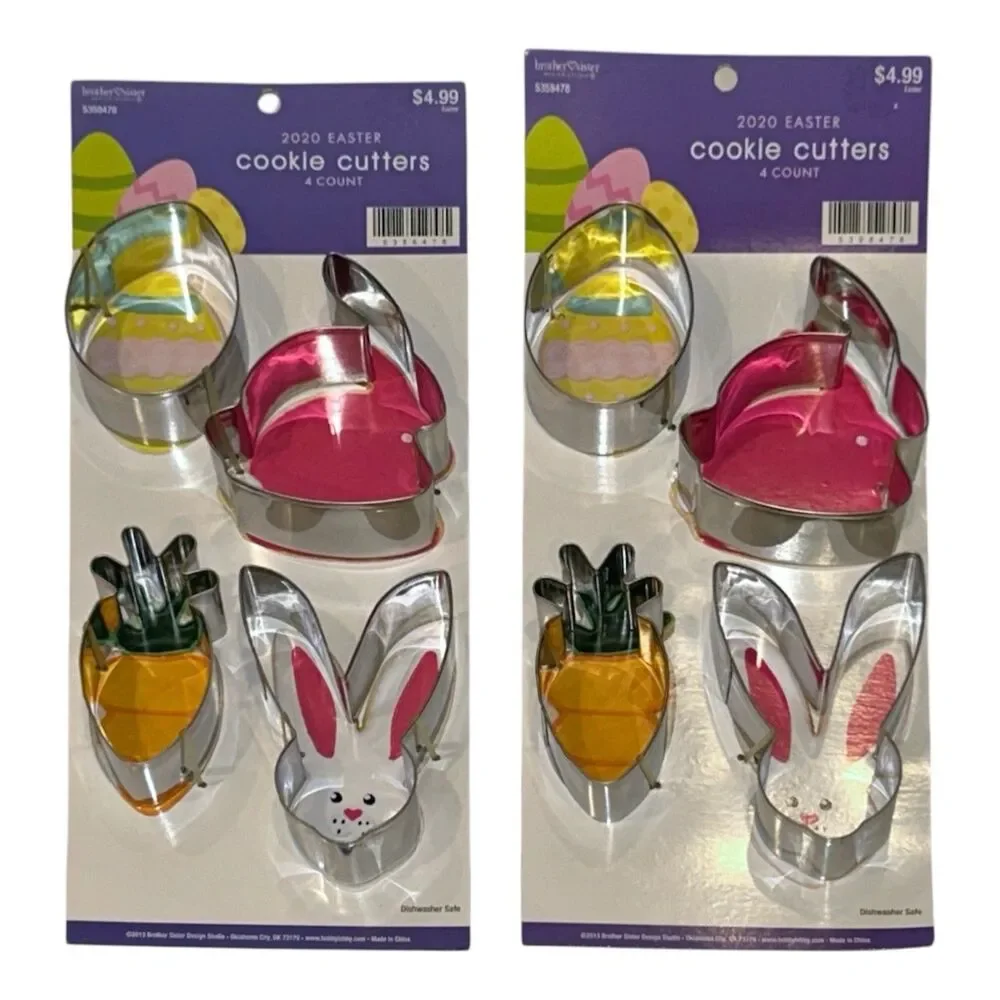 2x Easter Cookie Or Fondant Cutters 4 Each
